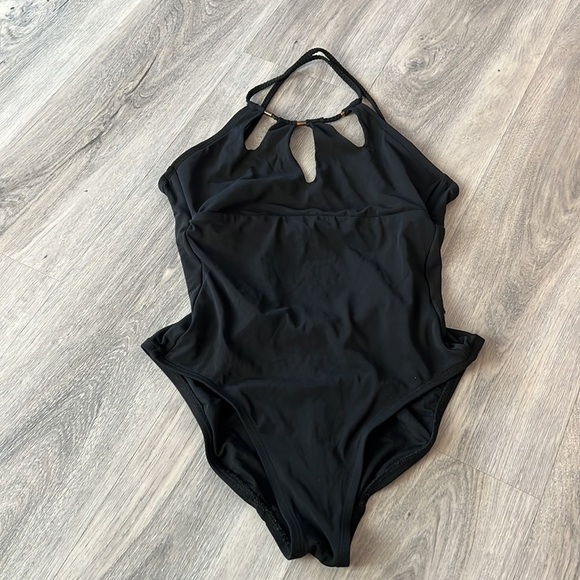 Robin  Piccone black strappy back bathing suit size 6 - Picture 2 of 9